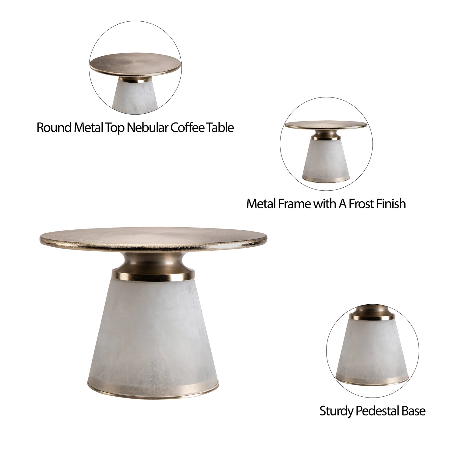 Metal Glass Round Coffee Table Pedestal Base