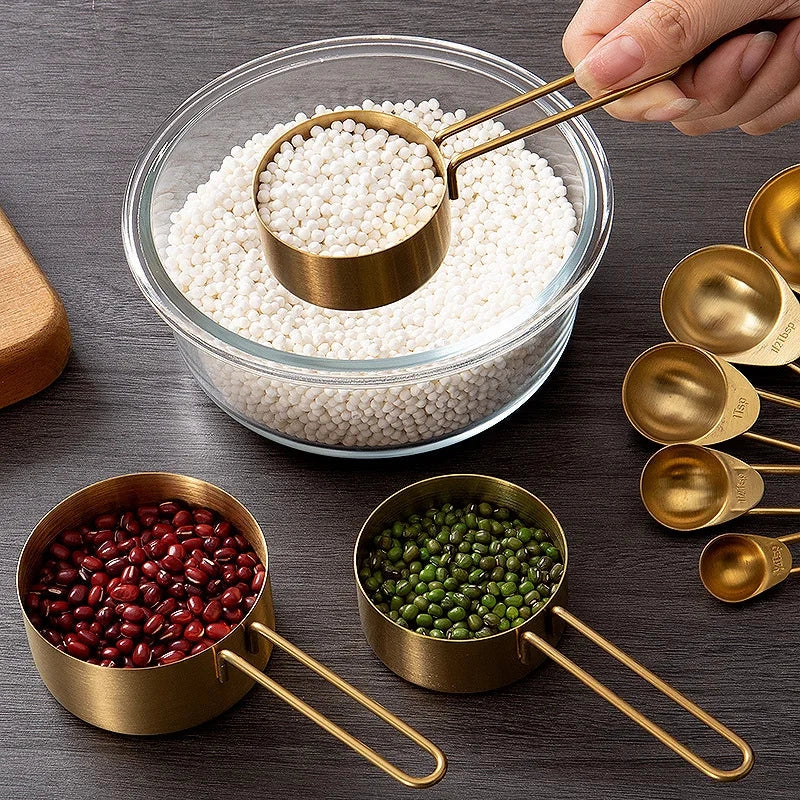 9-Piece Gold Measuring Set | Stainless Steel | Baking Tools