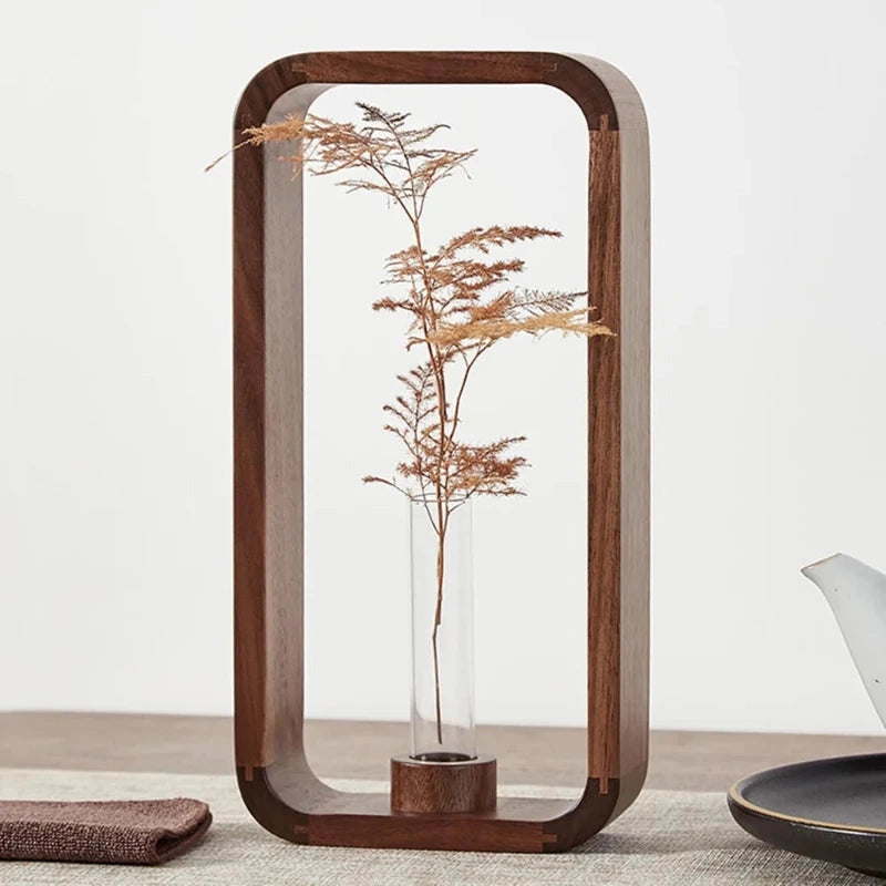 Wood Hydroponic Plant Vase