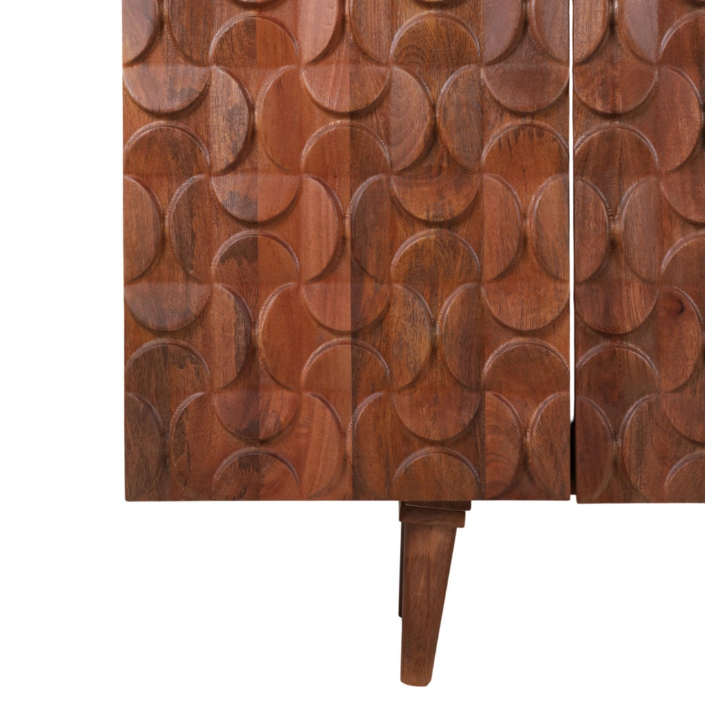 Wood Geometric Carved Front Finish Cabinet