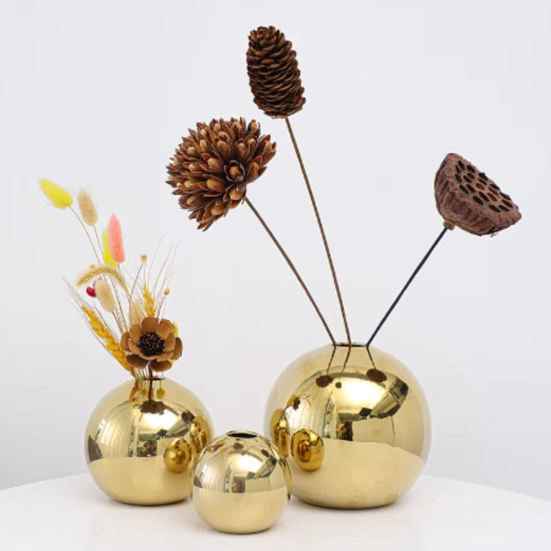 Round Gold Vases