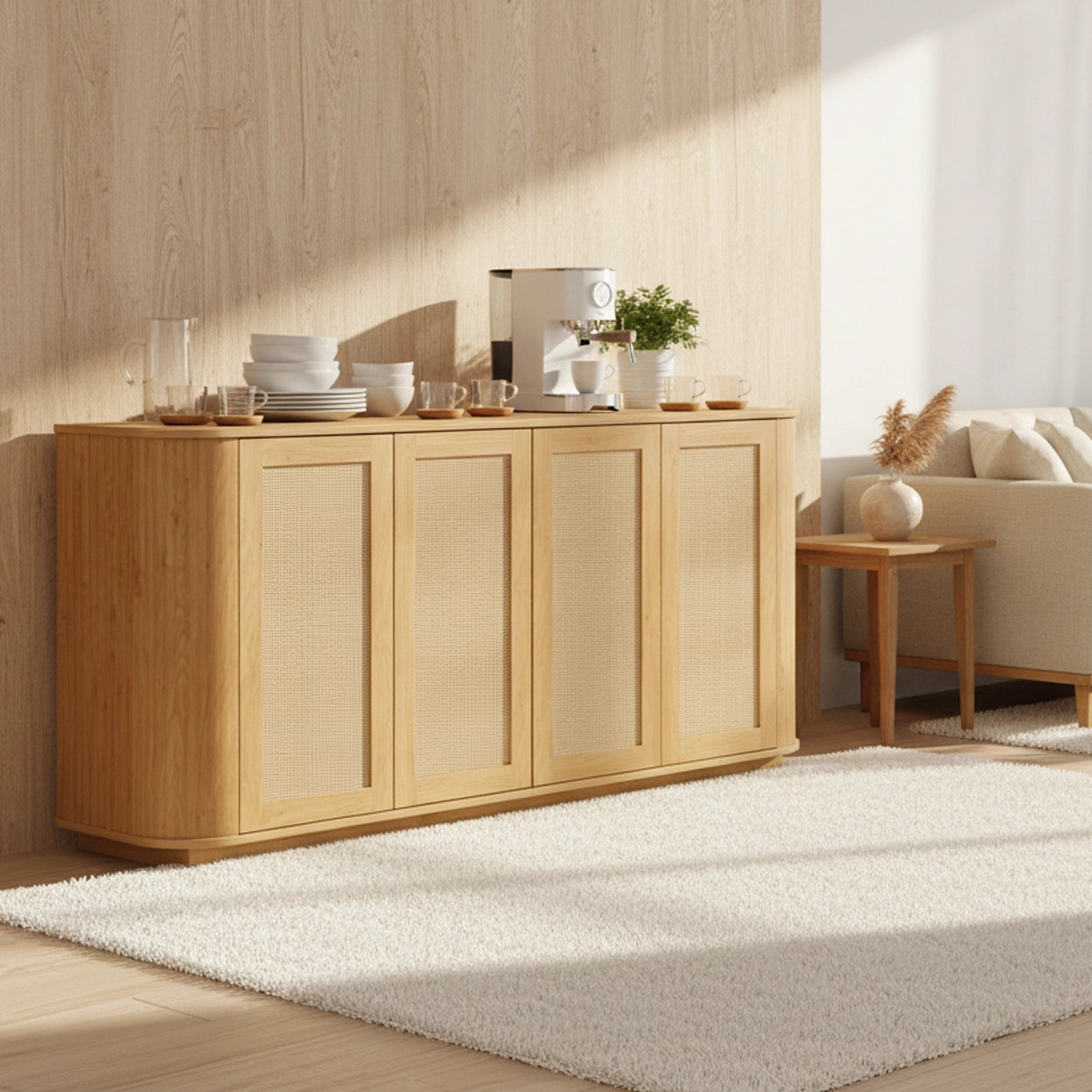 Entryway & Living Room Storage Wave Pattern Tv Stand