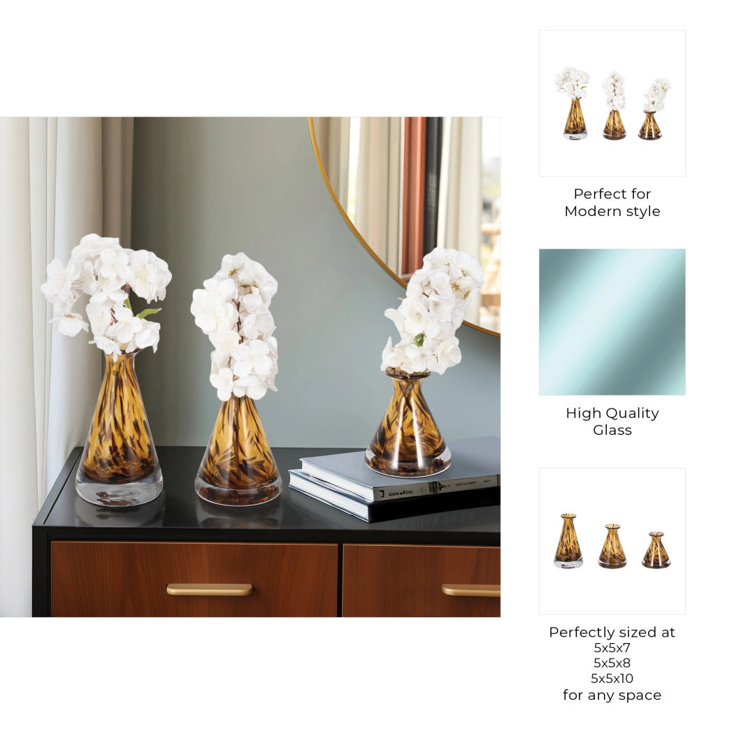 Glass Unique Veneta Bottle Set of 3