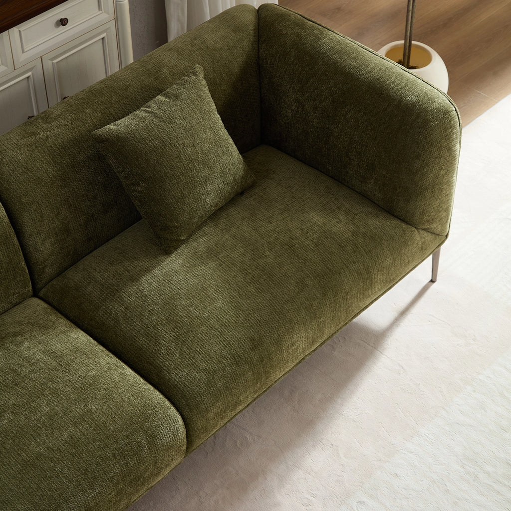 Green 3-Seater Fabric Sofa, Modern Living Room Sofa