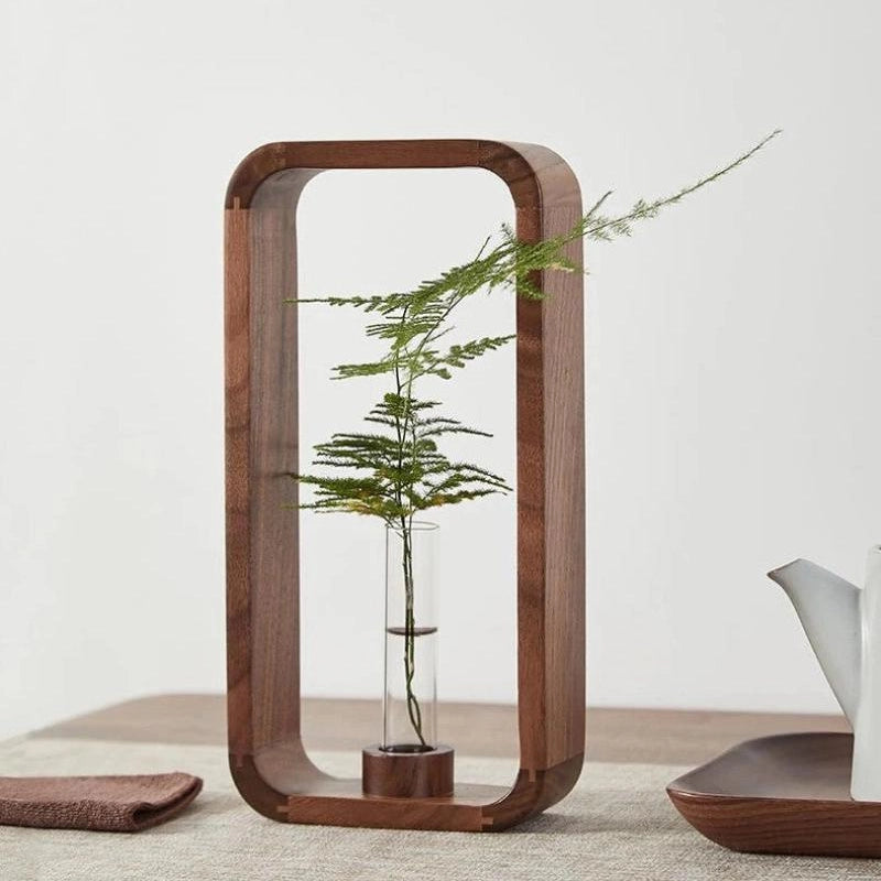 Wood Hydroponic Plant Vase