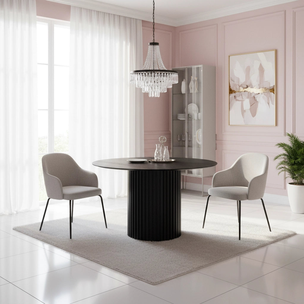 Mid-Century Round Dining Table For Living & Dining Room