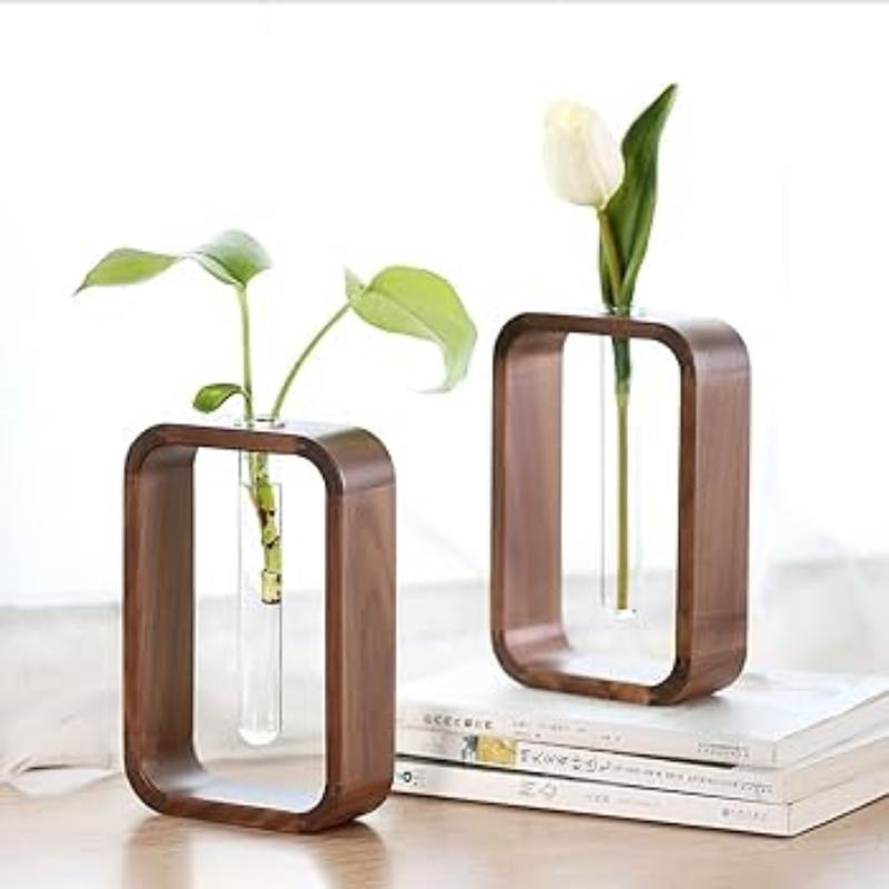 Wood Hydroponic Plant Vase