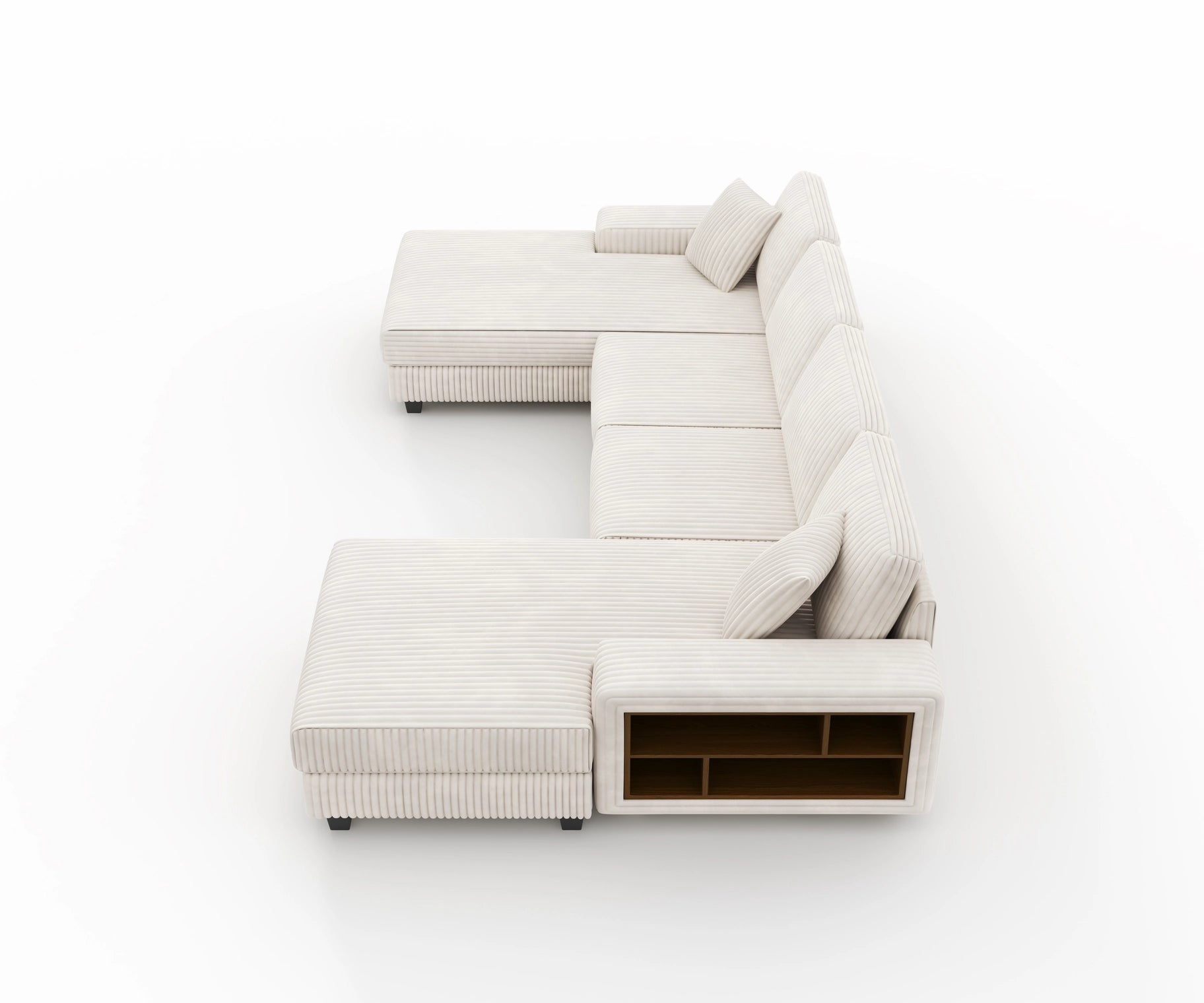 4-Seater U-Shaped Modular Sectional Sofa & Corduroy Fabric