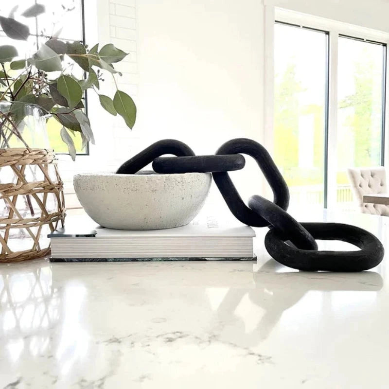 Black Wood Chain Link | Modern Home Accent | Artisanal Décor