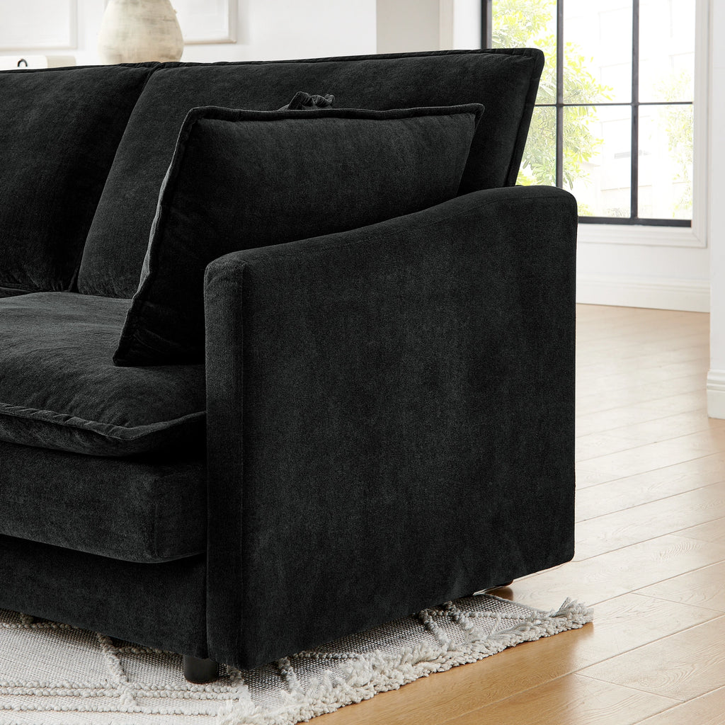 Living Room 4-Seater L-Shaped Sectional Sofa with Ottoman