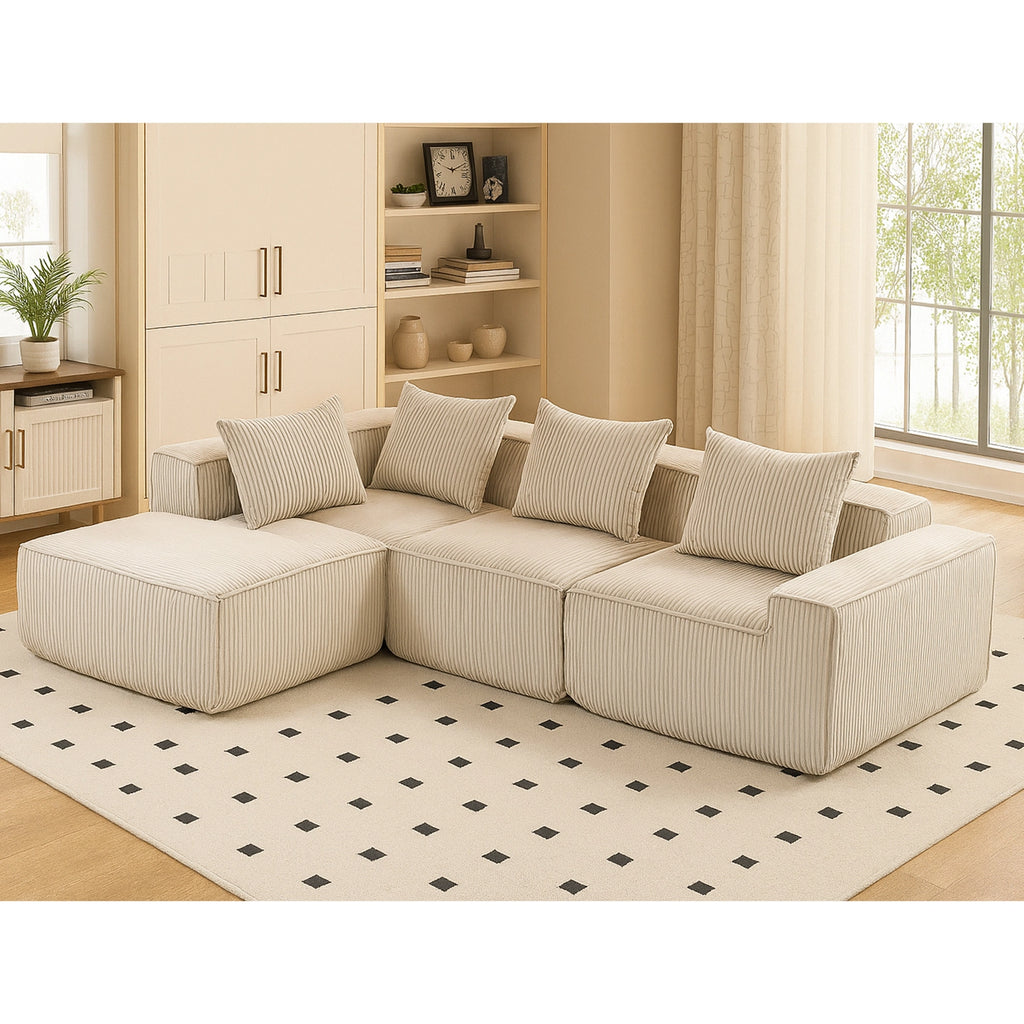 Modular Compression Sofa Set Plush Corduroy