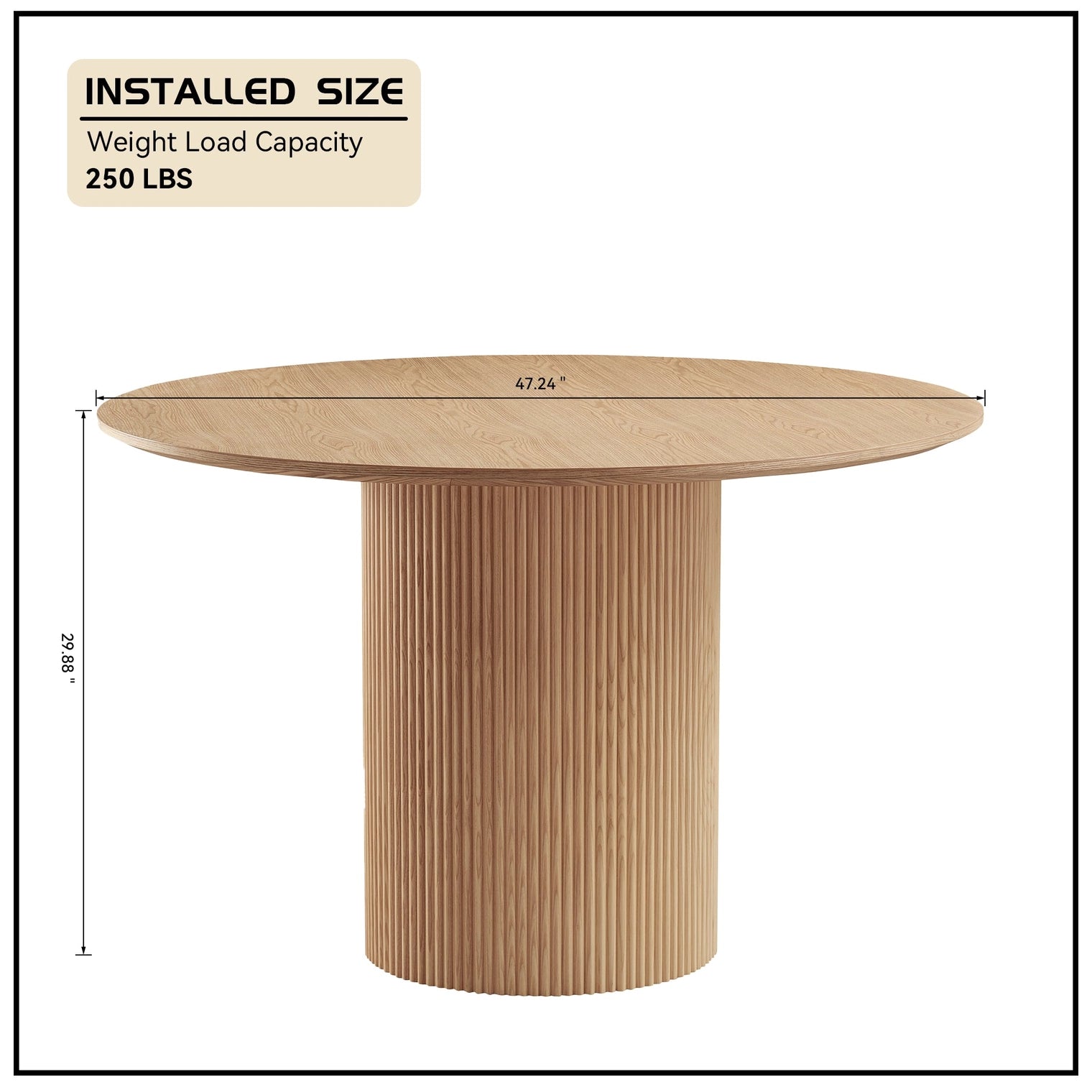 Mid-Century Round Dining Table For Living & Dining Room