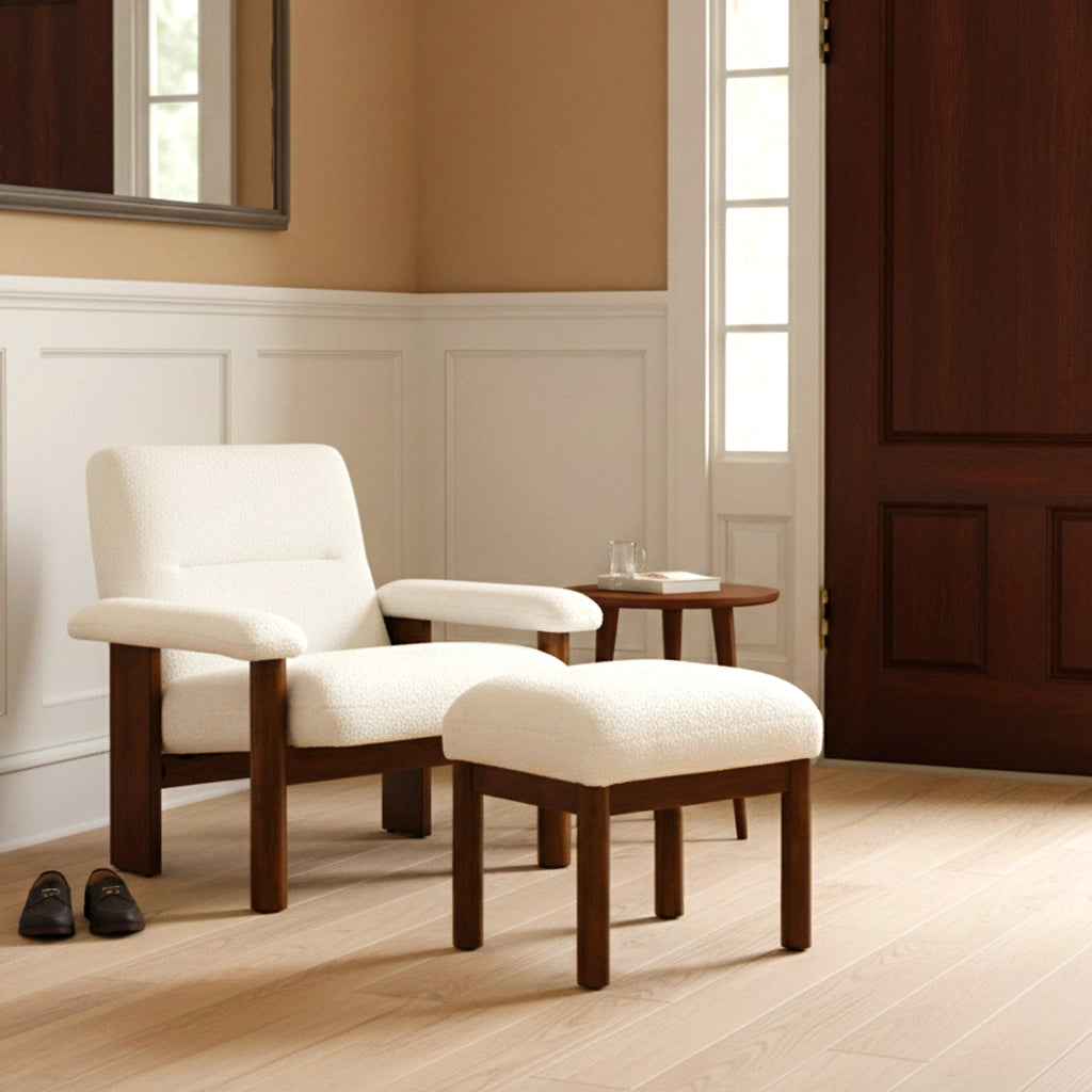 Modern Accent Chair with Ottoman, Lounge Chair with Footrest