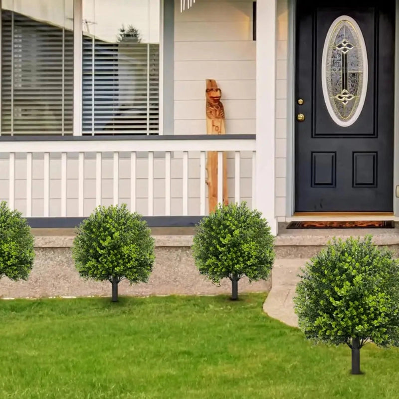 Green Artificial Uv Resistant Boxwood Trees