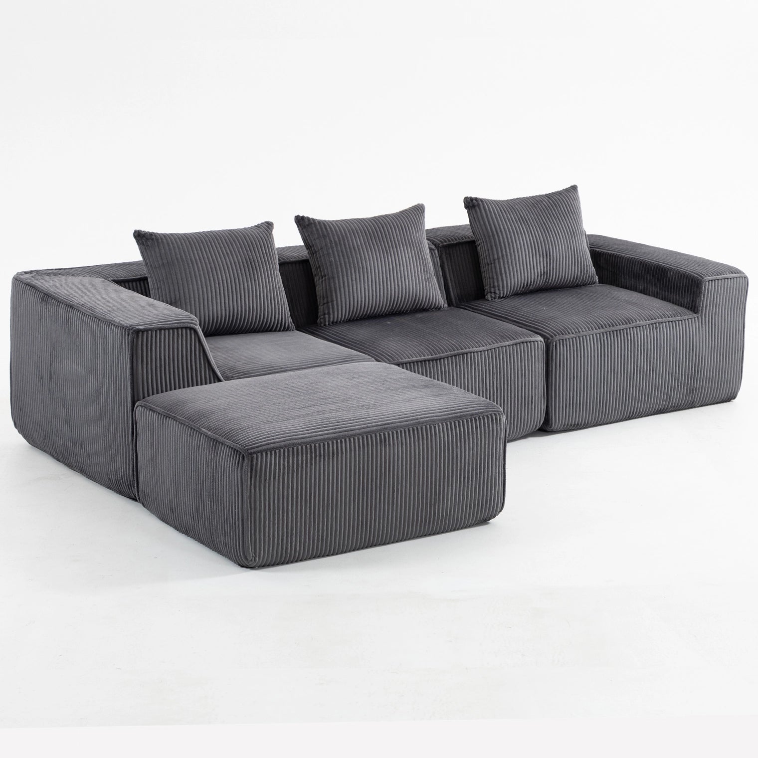 Modular Compression Sofa Set Plush Corduroy