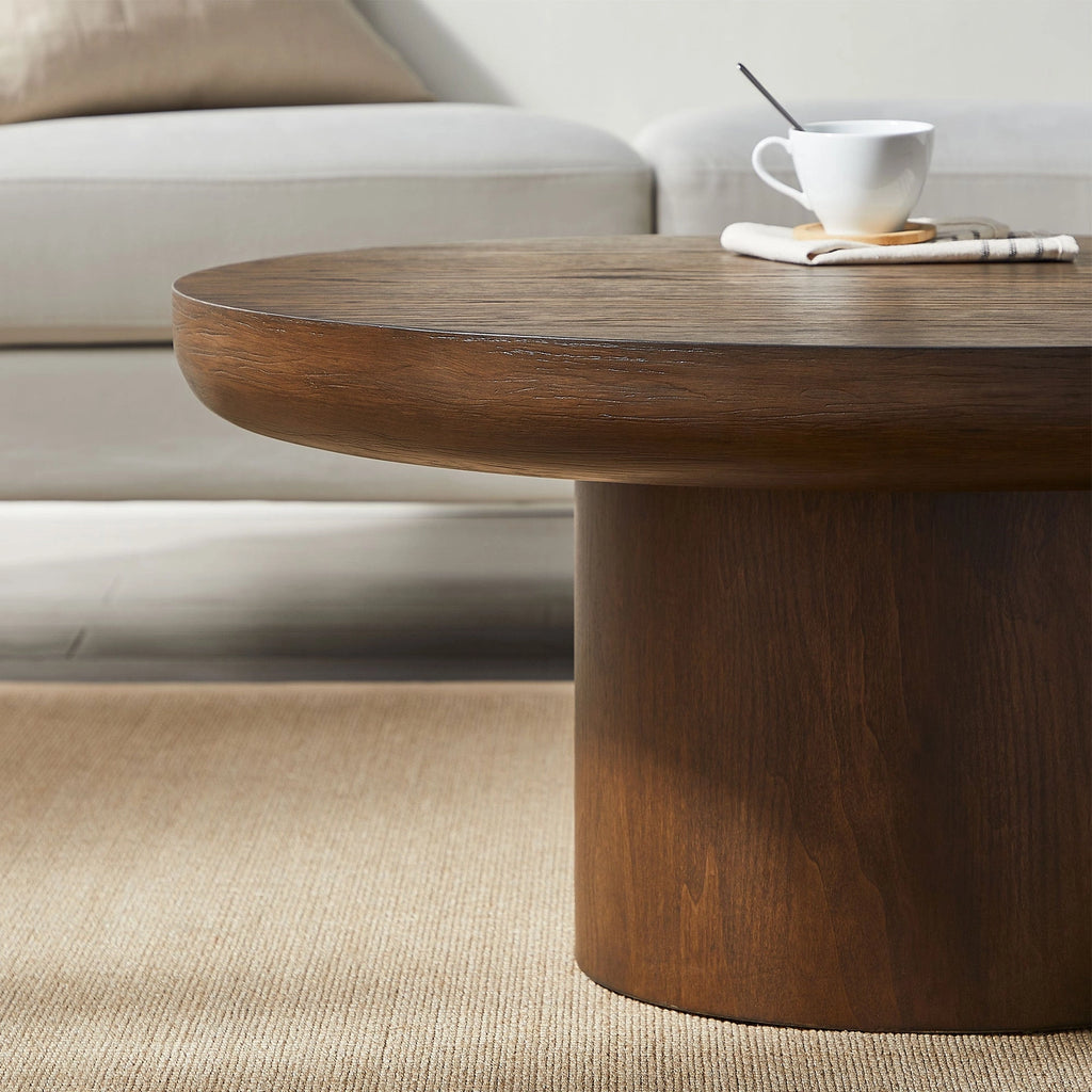 Round Coffee Table with Cylindrical Leg