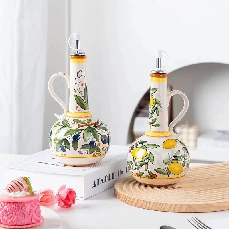 Amalfi Olive Oil Bottle | Ceramic Dispenser | Kitchen Decor