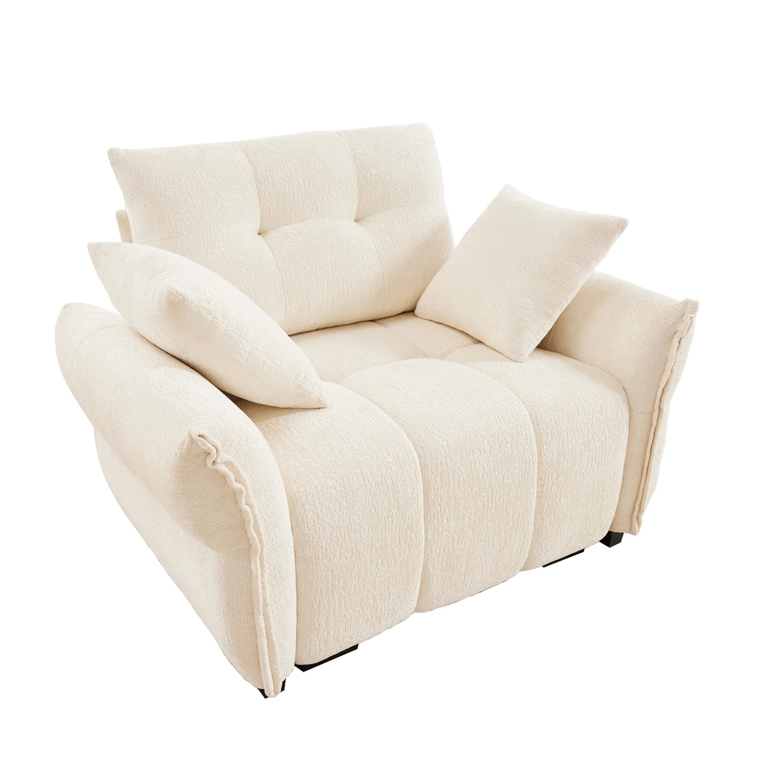 Beige Chenille Ergonomic Sofa-Single Seat/4-Seat+1 Ottoman