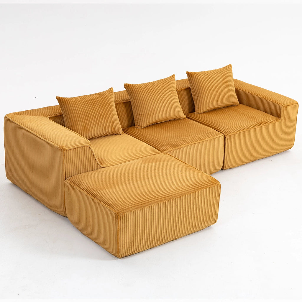 Modular Compression Sofa Set Plush Corduroy