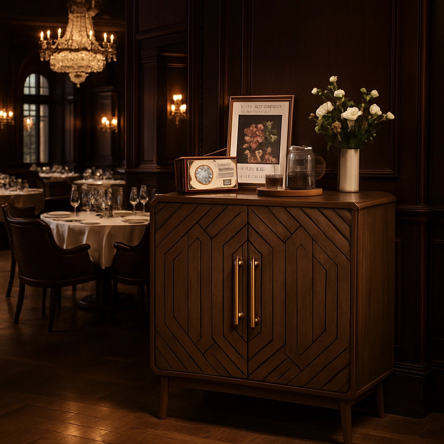 Carved 4-door sideboard buffet