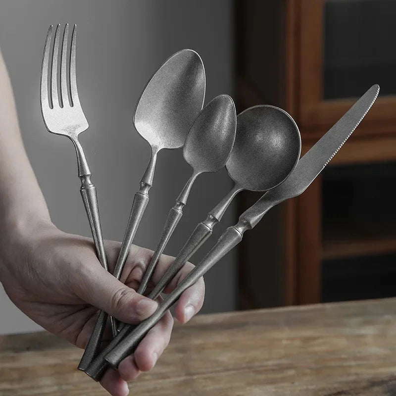 Retro Stainless Steel 4-Piece Cutlery Set