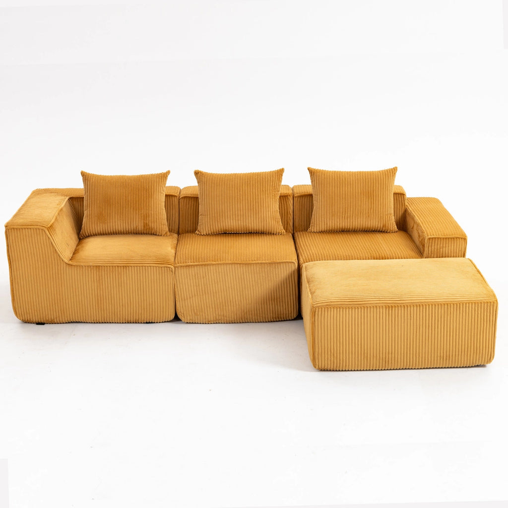 Modular Compression Sofa Set Plush Corduroy