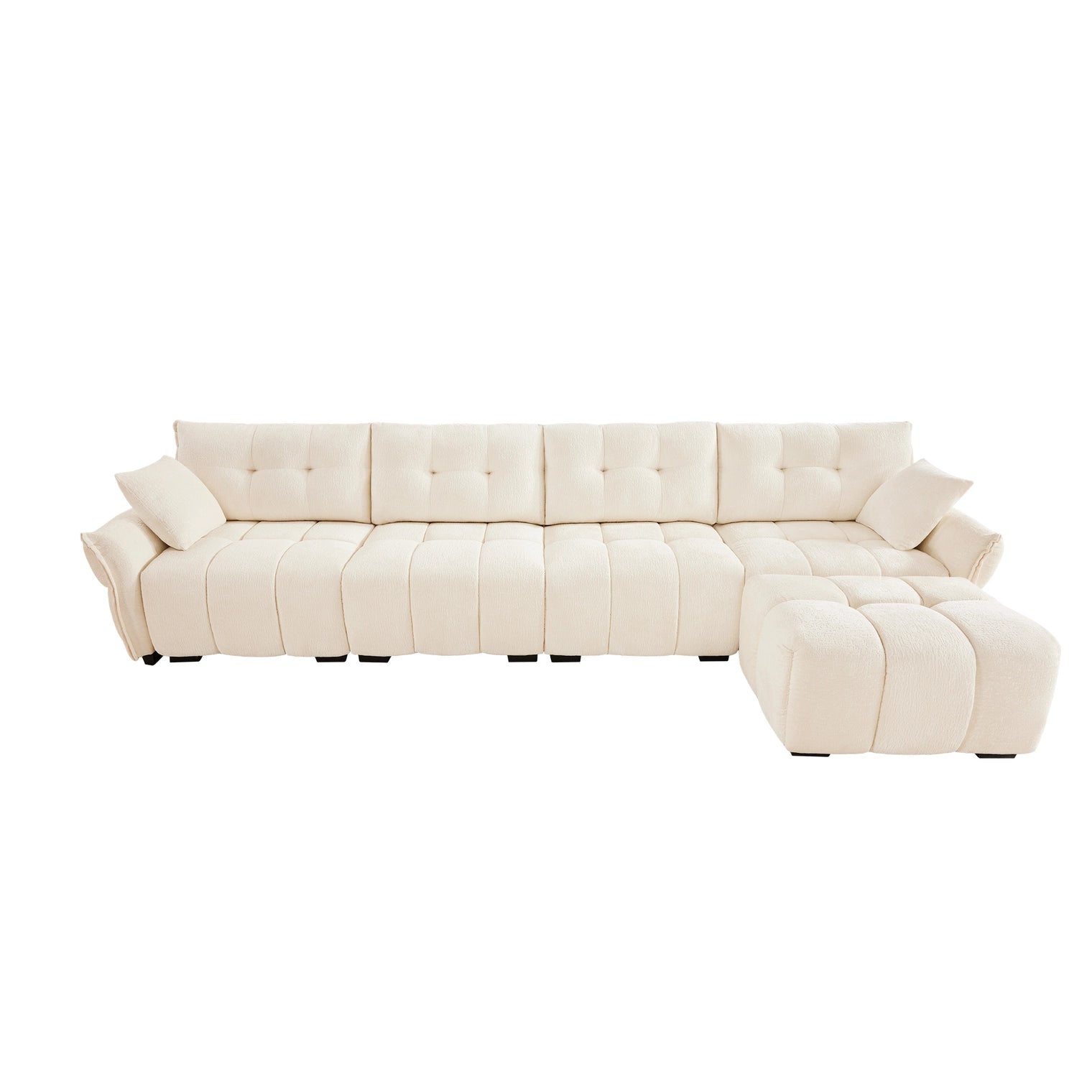 Beige Chenille Ergonomic Sofa-Single Seat/4-Seat+1 Ottoman