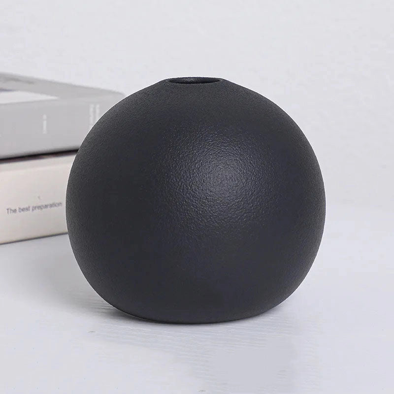 Round Black Vases 3-Piece Set