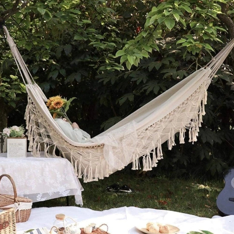 Macrame Hammock | Boho Outdoor Swing | Patio Hammock Decor