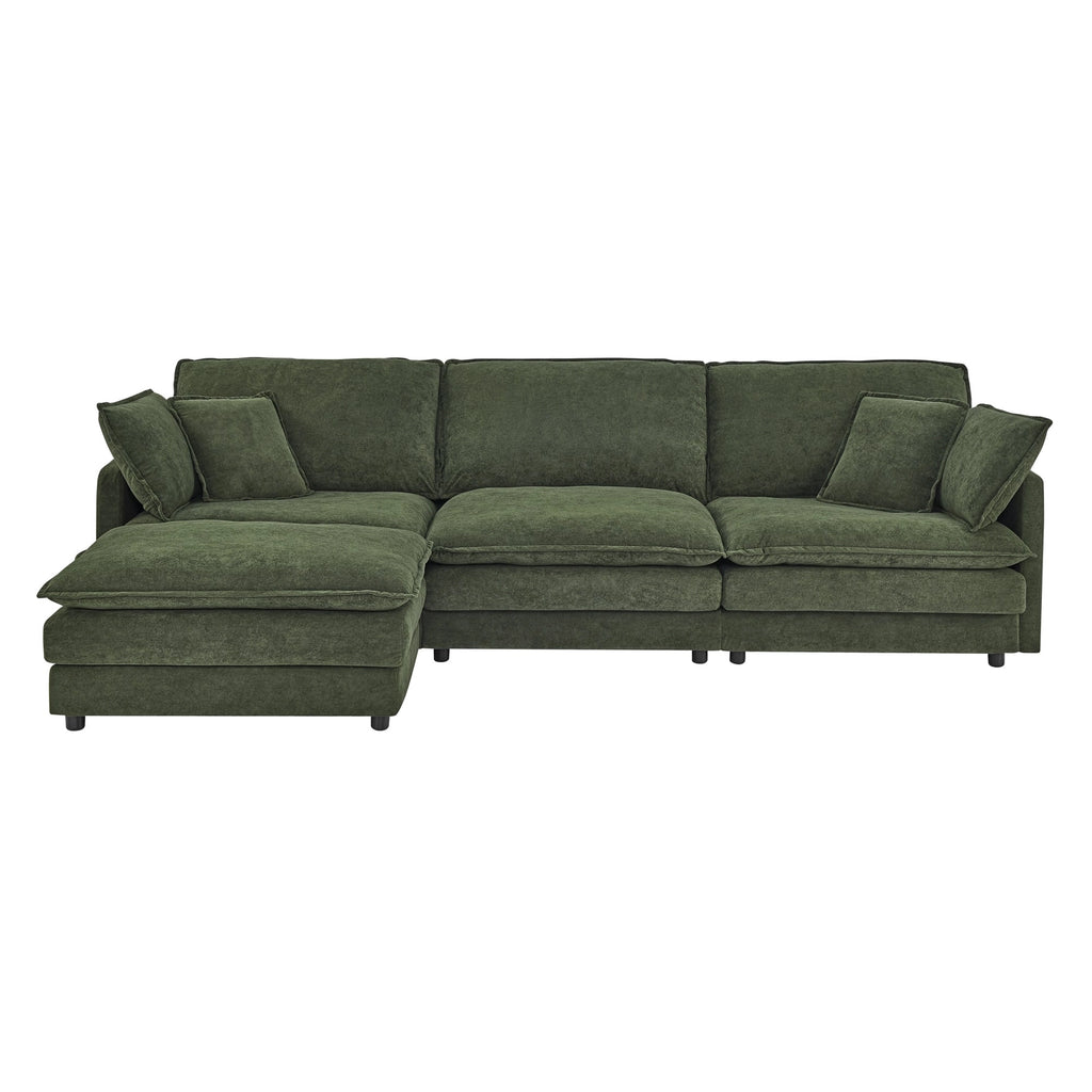 Living Room 4-Seater L-Shaped Sectional Sofa with Ottoman