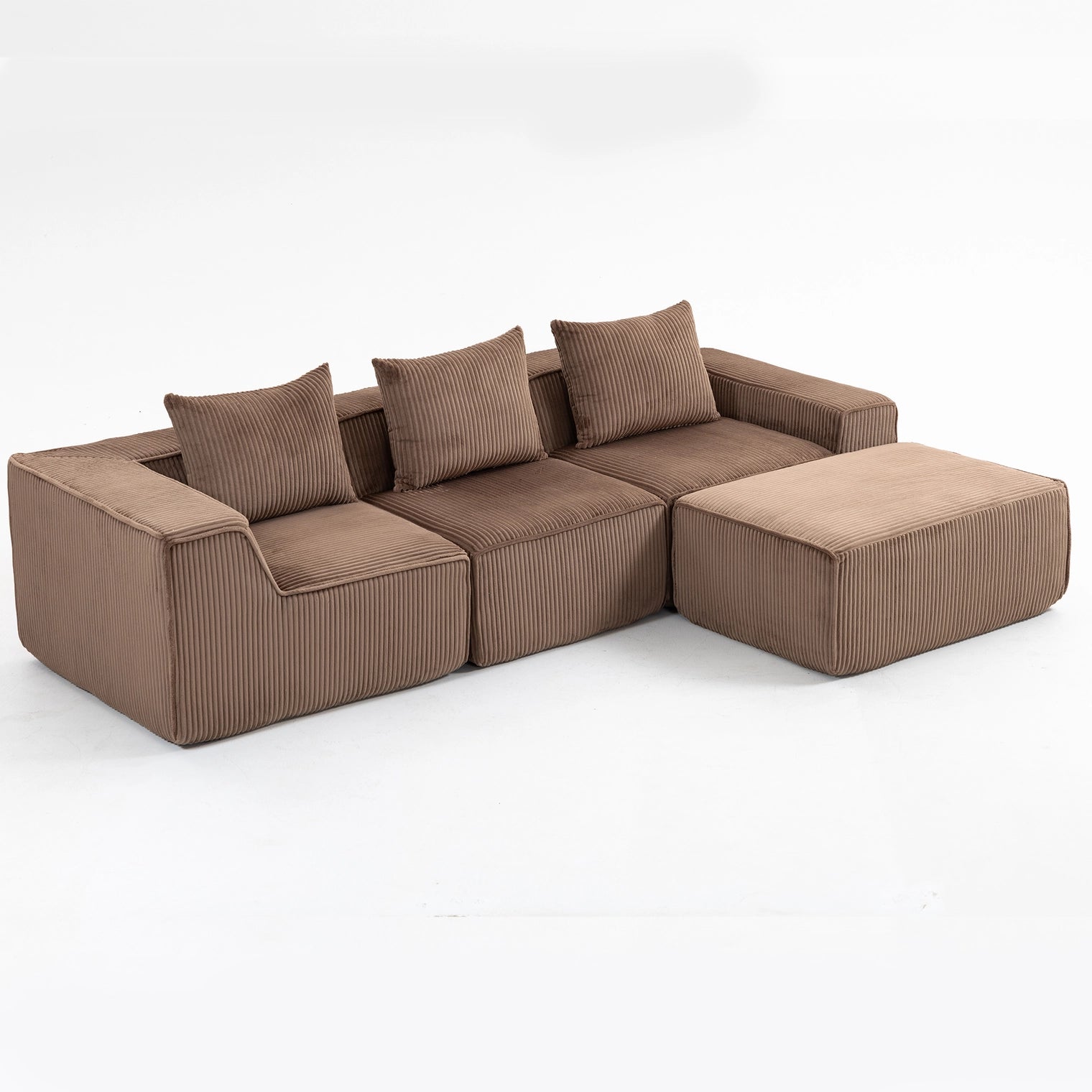 Modular Compression Sofa Set Plush Corduroy