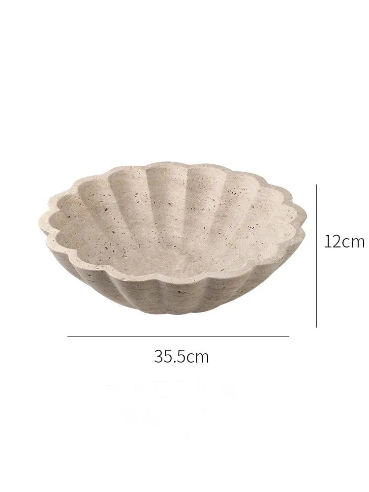 Floral Faux Travertine Bowl