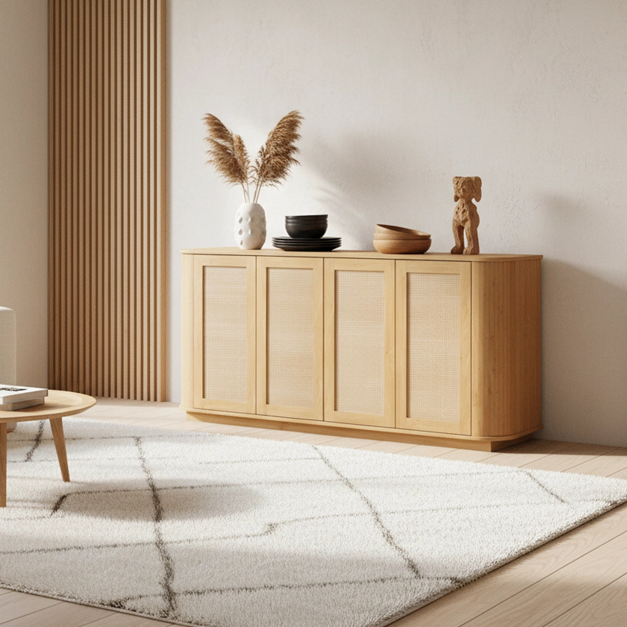 Entryway & Living Room Storage Wave Pattern Tv Stand